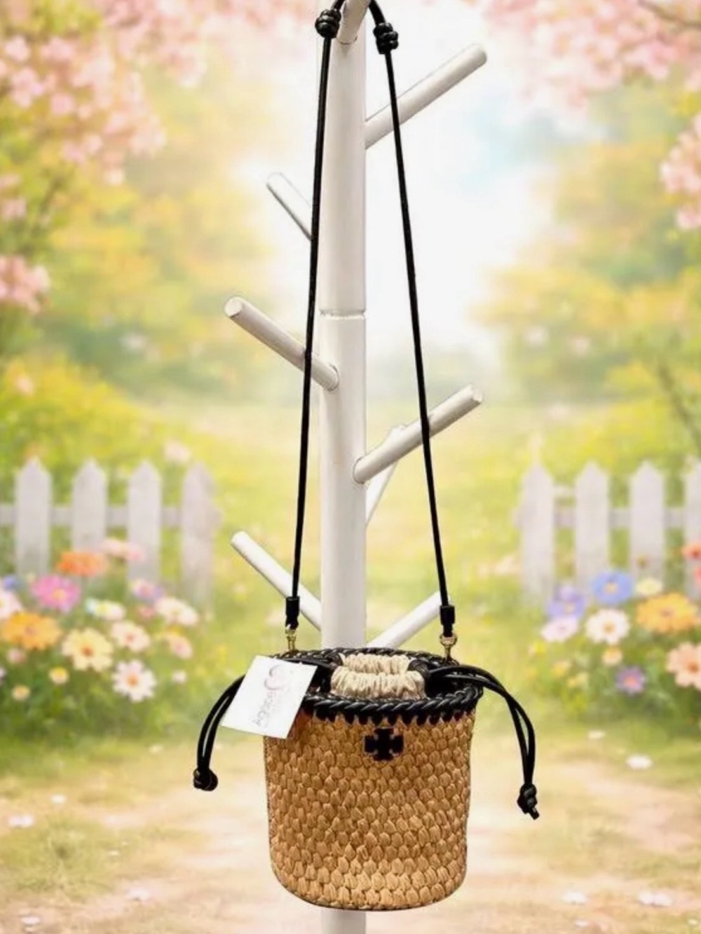 Tory Burch Raffia Bucket Bag with Black Trim
With long adjustable length. - Picture 2 of 6